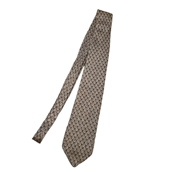 christian Dior Monsieur Silk Brown/Beige/Grey Patterned Tie Made in Canada - Picture 2 of 7